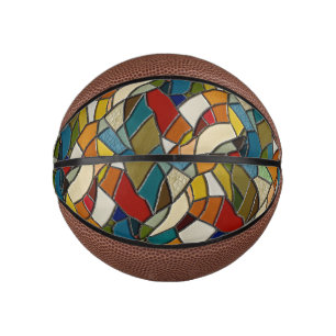 Mini Balón De Baloncesto Abstracción del mosaico de vidrio manchado colorid