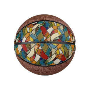 Mini Balón De Baloncesto Abstracción del mosaico de vidrio manchado colorid
