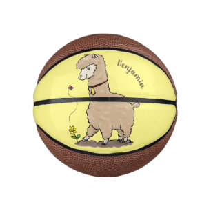 Mini Balón De Baloncesto Alpaca feliz con personalizado de mariposa