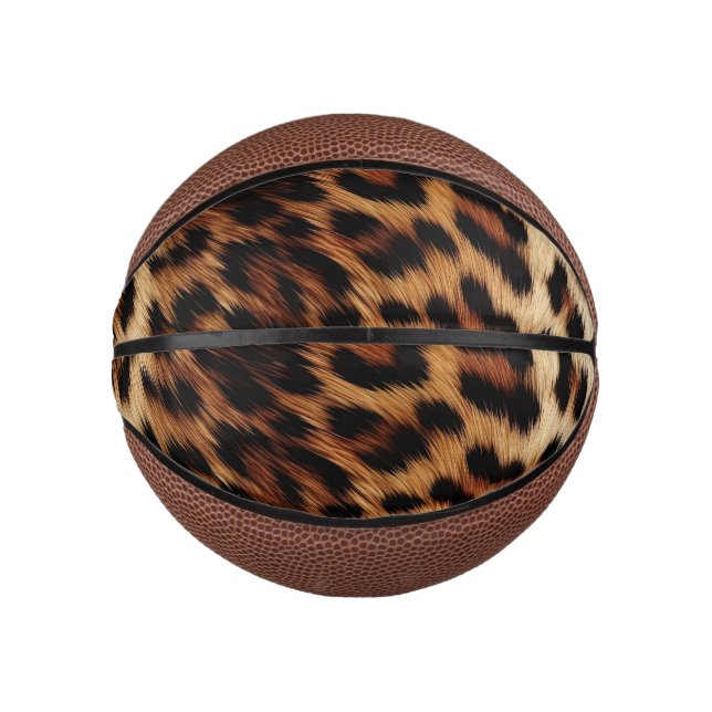 Mini Balón De Baloncesto Animal de leopardo de las cremas marrones (Anverso)