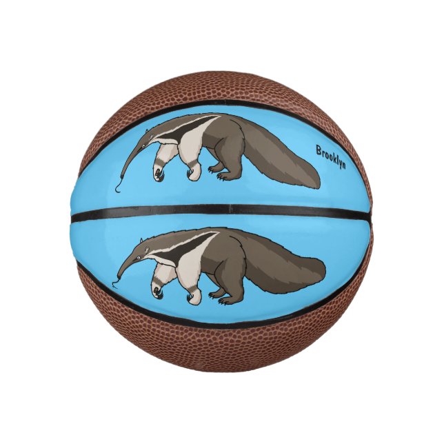 Mini Balón De Baloncesto Anteater feliz personalizado ilustracion (Anverso)