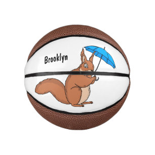 Mini Balón De Baloncesto Ardilla roja con paraguas personalizado
