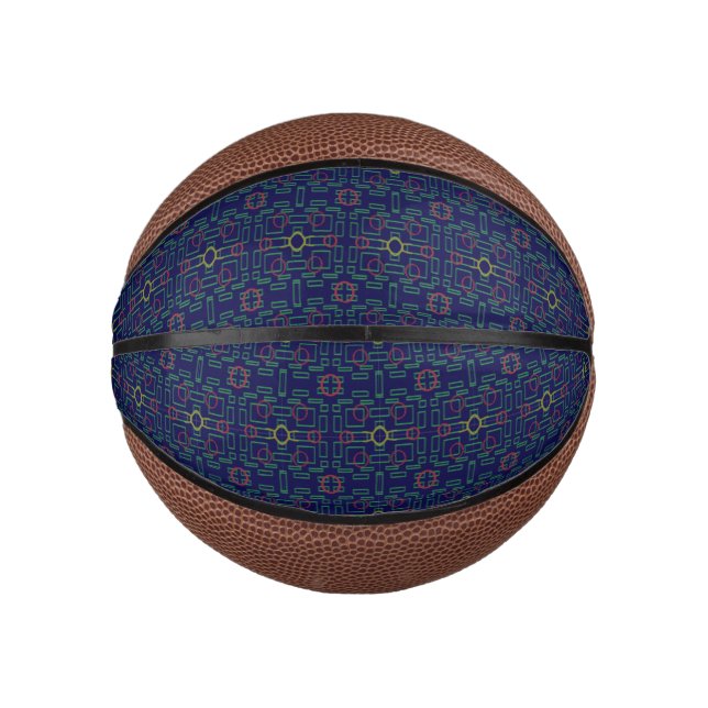 Mini Balón De Baloncesto Azul geométrico (Anverso)