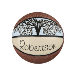Mini Balón De Baloncesto Baloncesto - Ramas de árboles llorosos y nombre