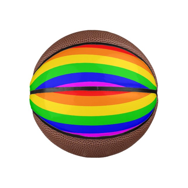 Mini Balón De Baloncesto Bandera arco iris transgénero gay (Anverso)
