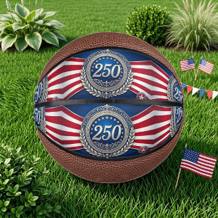 Mini Balón De Baloncesto Bandera Patriótica Americana Aniversario 250 Años