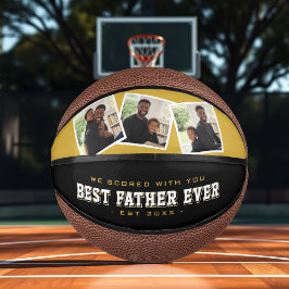 Mini Balón De Baloncesto Best Father Ever Photo Father's Day Gold & Black
