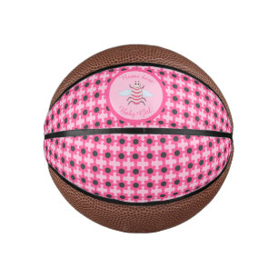 Mini Balón De Baloncesto Bonito Bebé Rosa Bee Personalizado