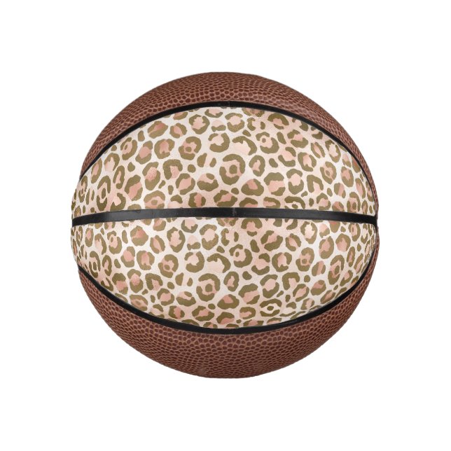 Mini Balón De Baloncesto Bonito Peach Brown Leopard Print (Anverso)