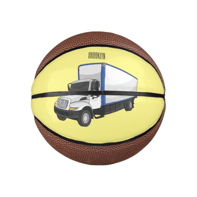 Mini Balón De Baloncesto Box truck cartoon illustration (Anverso)