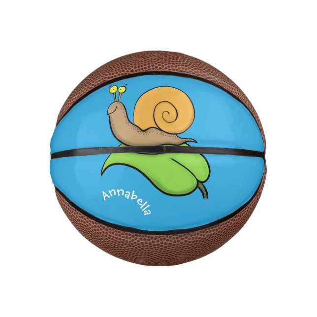 Mini Balón De Baloncesto Caca, caracol feliz en un ilustracion personalizad (Anverso)