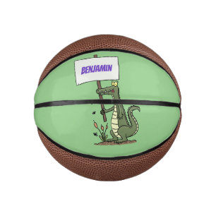 Mini Balón De Baloncesto Caimán cocodrilo divertido con cartel de dibujos a