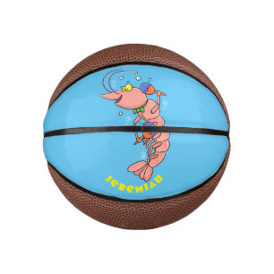 Mini Balón De Baloncesto Camarón alegre, personalizado de la gamba