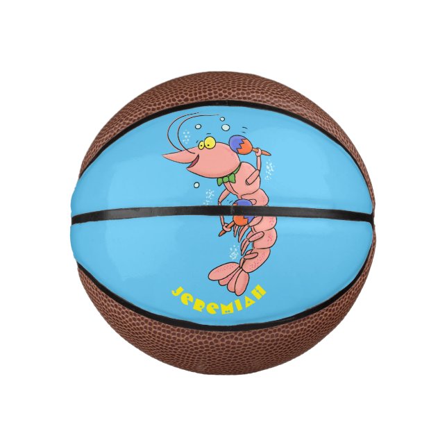 Mini Balón De Baloncesto Camarón alegre, personalizado de la gamba (Anverso)