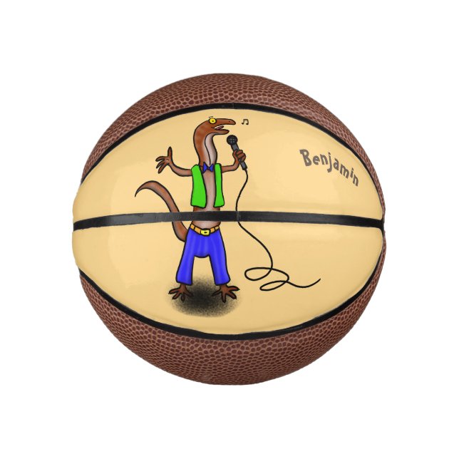 Mini Balón De Baloncesto Canto gracioso de lagarto con personalizado de mic (Anverso)