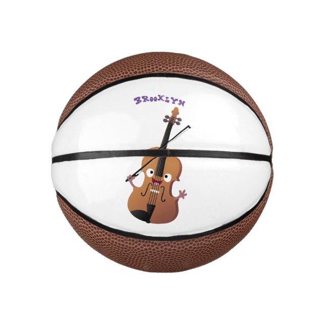 Mini Balón De Baloncesto Caricatura musical divertida en violín (Anverso)