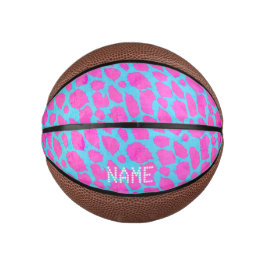 Mini Balón De Baloncesto Cheetah azul rosado florescente