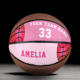 Mini Balón De Baloncesto Chica Baloncesto Rosa Nombre Jugadora Número Equip