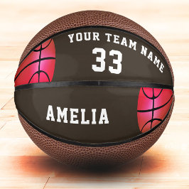 Mini Balón De Baloncesto Chica Baloncesto Rosa Nombre Jugadora Número Equip