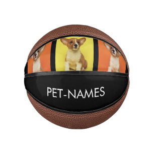 Mini Balón De Baloncesto Colage de 3 Fotos Personalizadas de Mascotas Perro