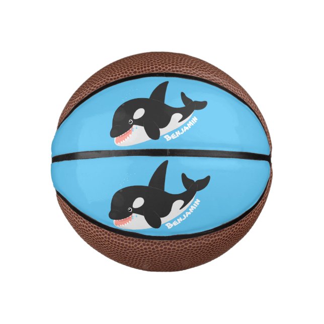 Mini Balón De Baloncesto Cómico asesino ballena orca personalizado lindo il (Anverso)