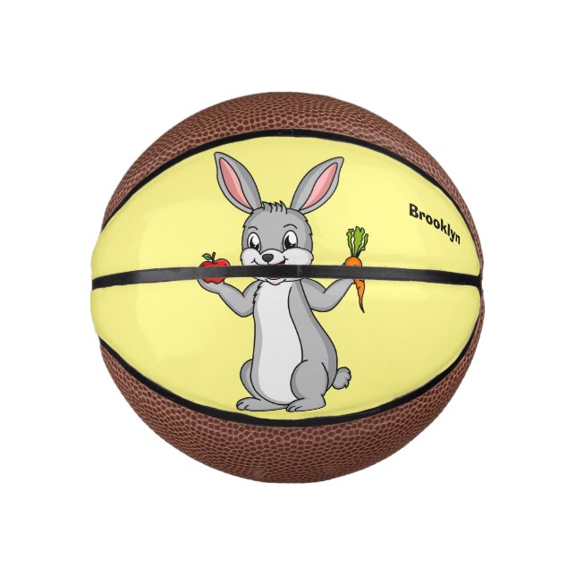 Mini Balón De Baloncesto Conejo de conejo con verduras personalizado (Anverso)