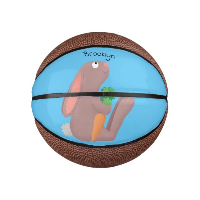 Mini Balón De Baloncesto Conejo lindo con personalizado de zanahoria sentad (Anverso)