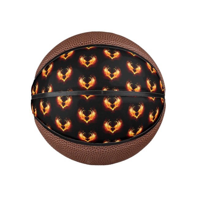 Mini Balón De Baloncesto Corazón de Fuego Ángel con Alas (Anverso)