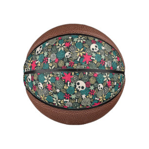 Mini Balón De Baloncesto Cráneo de flores