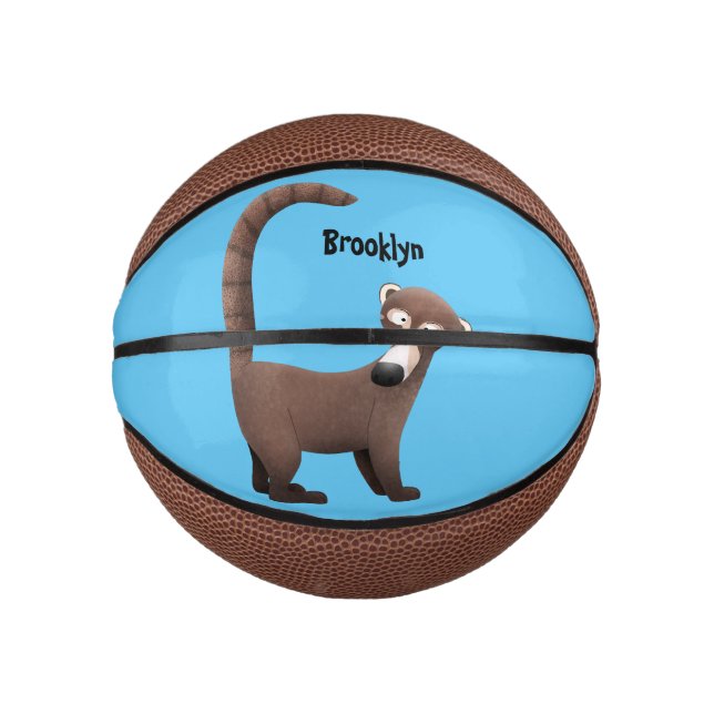 Mini Balón De Baloncesto Curioso ilustracion personalizado de coatimundi (Anverso)