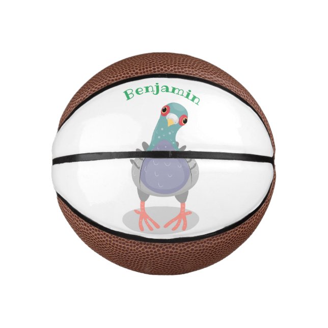 Mini Balón De Baloncesto Curioso ilustracion personalizado de palomas (Anverso)