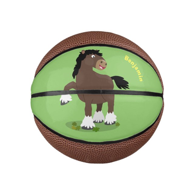 Mini Balón De Baloncesto Cute Clydesdale personalizado de caballo ilustraci (Anverso)