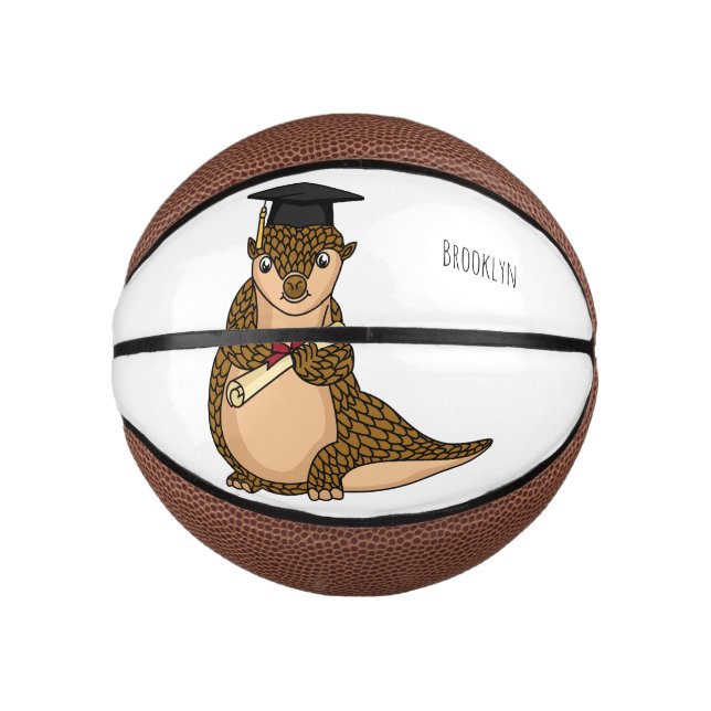 Mini Balón De Baloncesto Cute pangolin graduating cartoon  (Anverso)