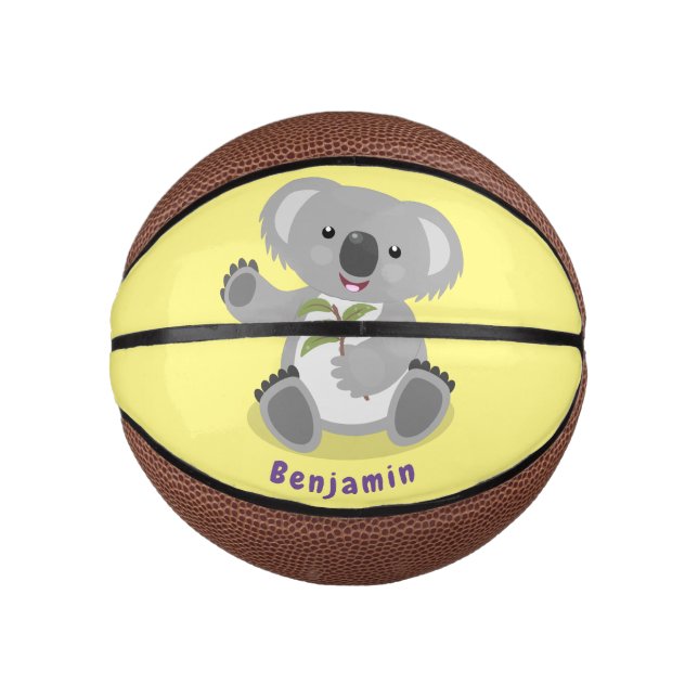 Mini Balón De Baloncesto Cuto feliz koala saludando al ilustracion personal (Anverso)