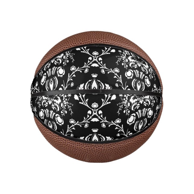 Mini Balón De Baloncesto Damasco blanco y negro (Anverso)