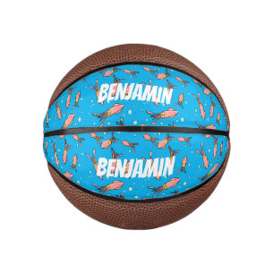 Mini Balón De Baloncesto Dibujo de calamar rosa divertido y lindo