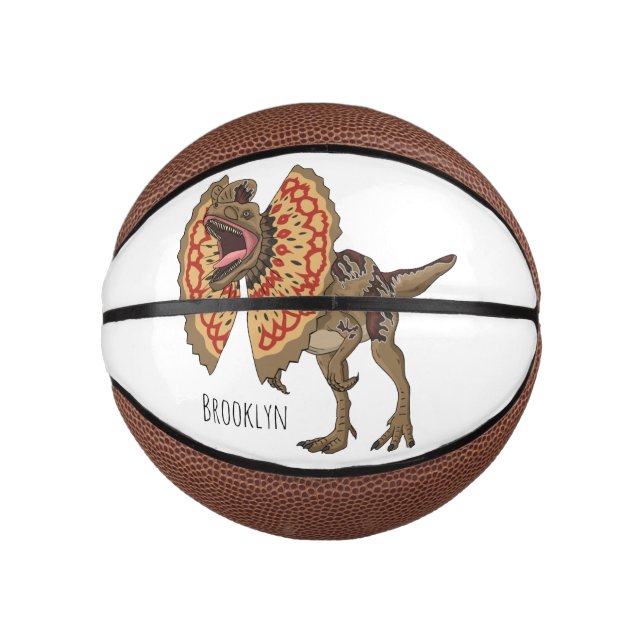 Mini Balón De Baloncesto Dilophosaurus cartoon illustration (Anverso)