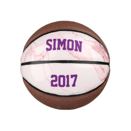 Mini Balón De Baloncesto Diseño de mármol rosa personalizado