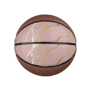 Mini Balón De Baloncesto Diseño de mármol rosa y dorado precioso