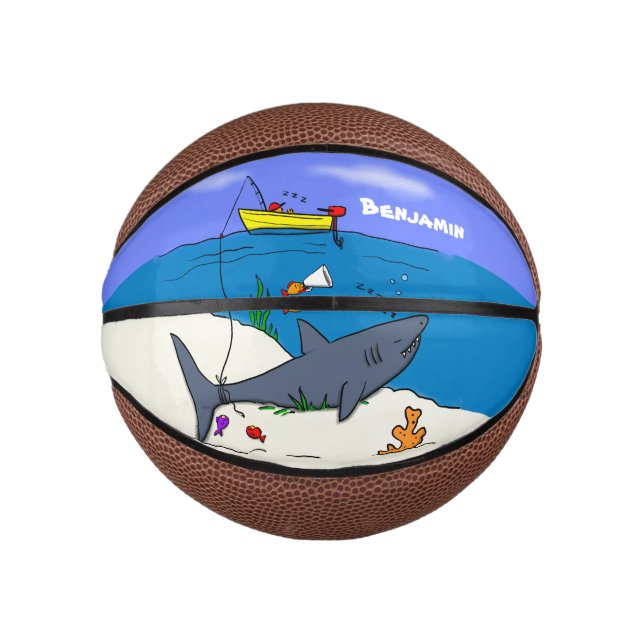 Mini Balón De Baloncesto Divertido tiburón durmiente y personalizado de pes (Anverso)