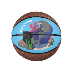 Mini Balón De Baloncesto Divertido tiburón viendo al personalizado de telev