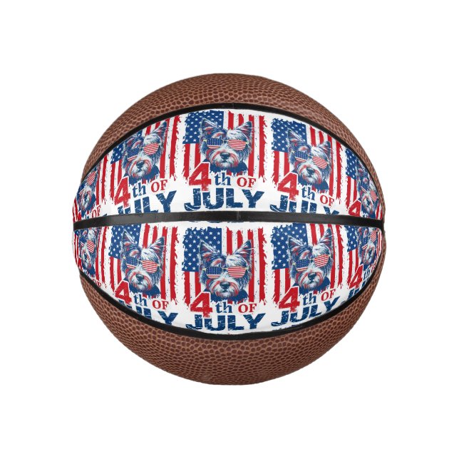 Mini Balón De Baloncesto El Día de la Independencia del 4 de julio (Anverso)