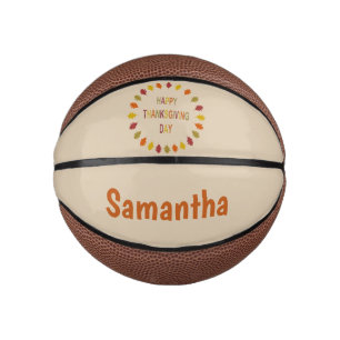 Mini Balón De Baloncesto El roble de Acción de Gracias deja nombre personal