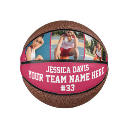 Mini Balón De Baloncesto Equipo de Deportes de Chica Deportiva Moderna Rosa