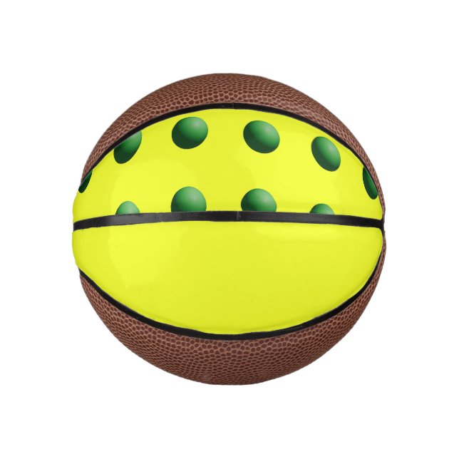 Mini Balón De Baloncesto Esferas Verdes sobre Amarillo (Anverso)