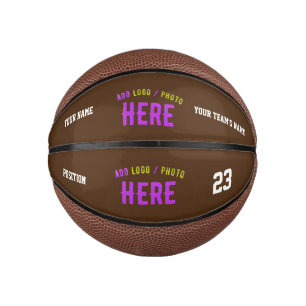 MINI BALÓN DE BALONCESTO ESTILOSO MARRÓN MODERNO PERSONALIZABLE VERIFICADO