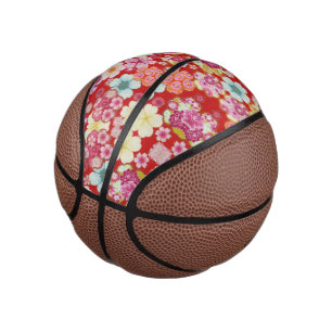 Mini Balón De Baloncesto Falln Crimson Floral Chirimen