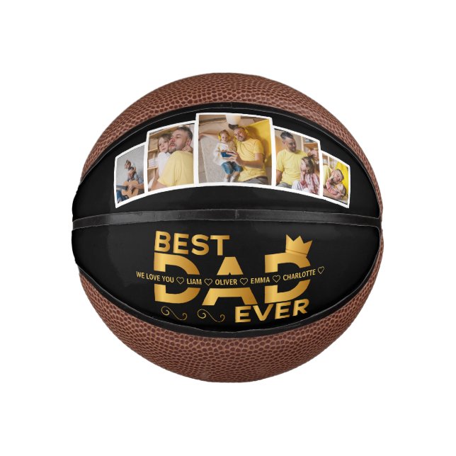 Mini Balón De Baloncesto Familia de Personalizados Best Dad 5 Foto Con Nomb (Anverso)