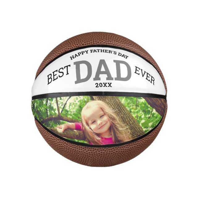 Mini Balón De Baloncesto Feliz Día del Padre mejor foto de papá (Anverso)