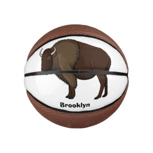 Mini Balón De Baloncesto Feliz ilustracion de búfalo de bisonte americano
